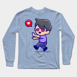 Cute Boy Falling In Love Cartoon Long Sleeve T-Shirt